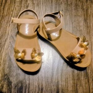 Link Tan Floral Pearl Girls' Sandals